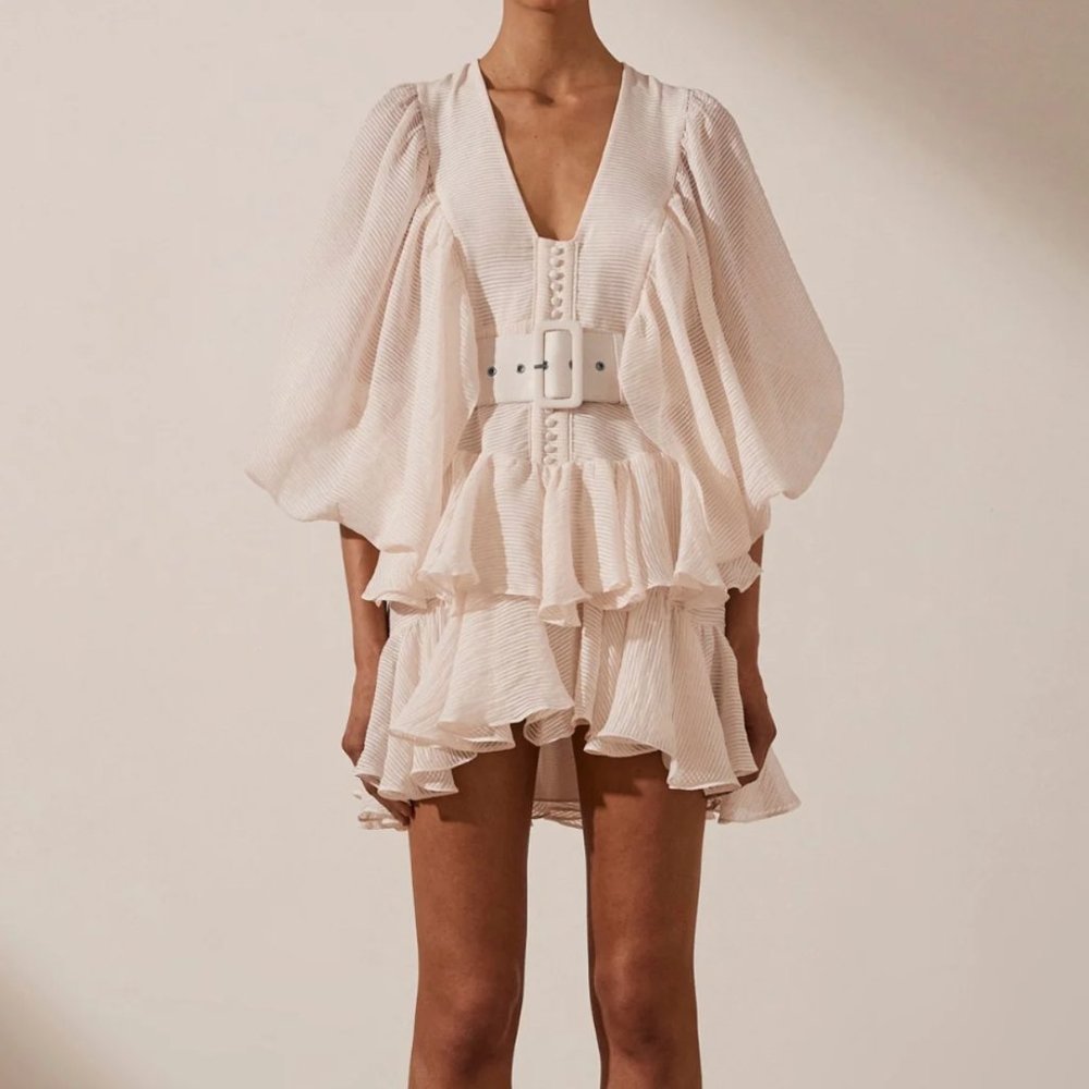 Shona Joy Charlotte Plunged Draped Mini Dress